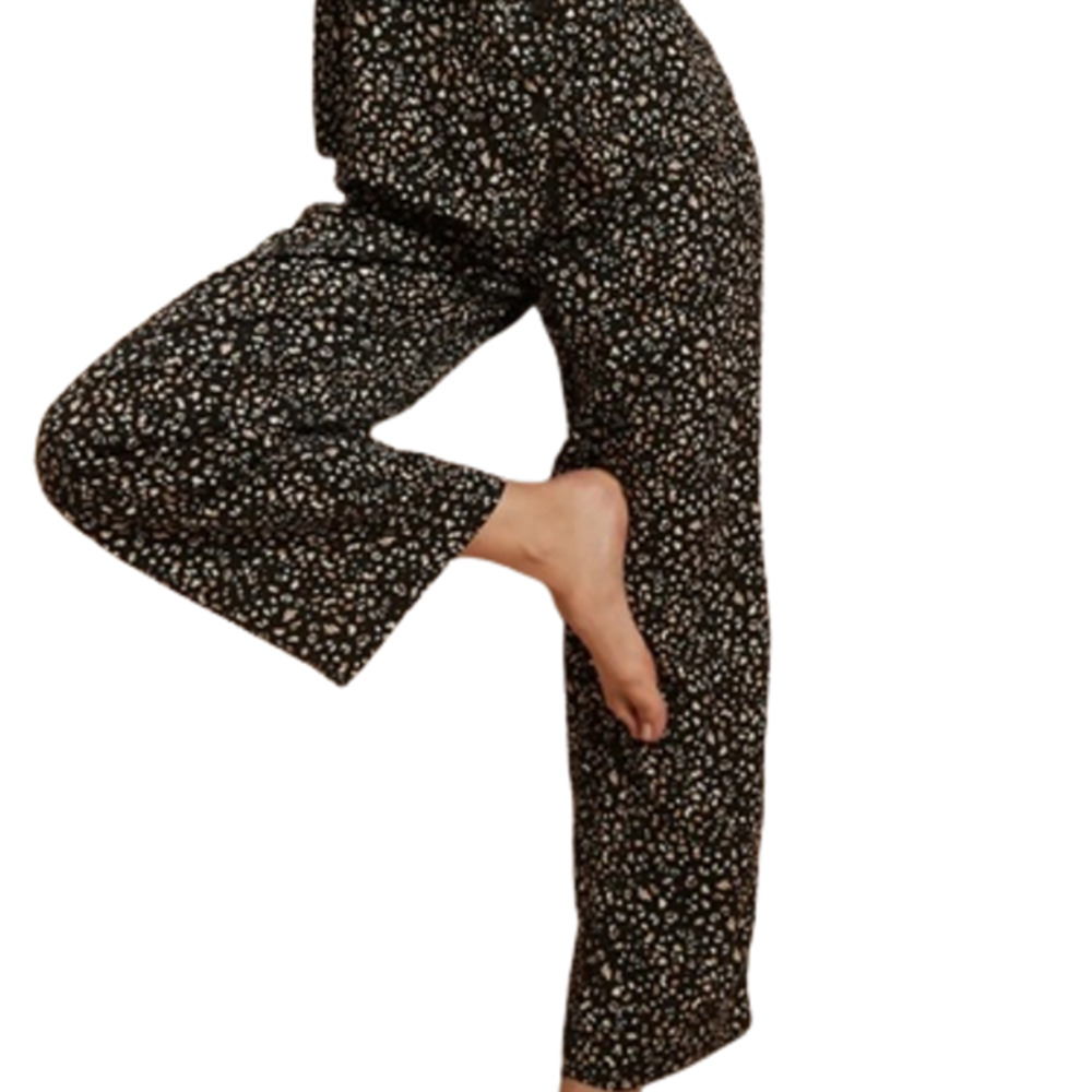 Banana Republic Pajama Pants Satin Black White Leopard - XL